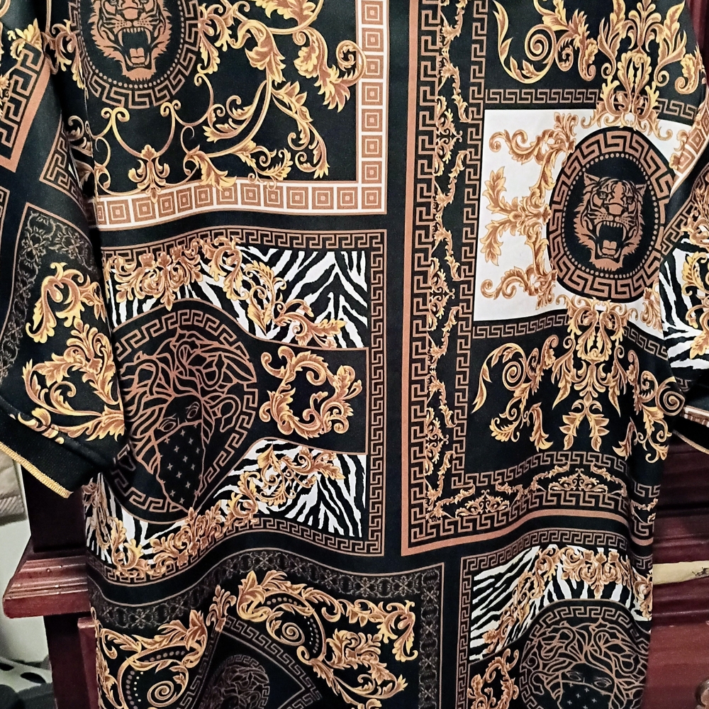 Men's Black and Gold Patterned Shirt
